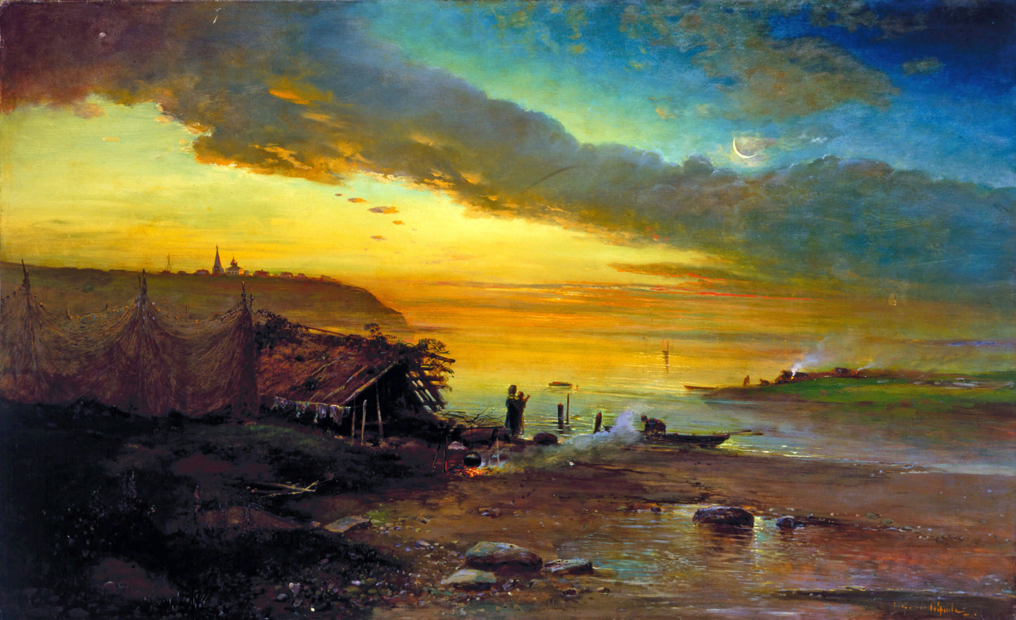Early Morning on the Volga, vintage artwork by Alexei Kondratyevich Savrasov, 12x8" (A4) Poster