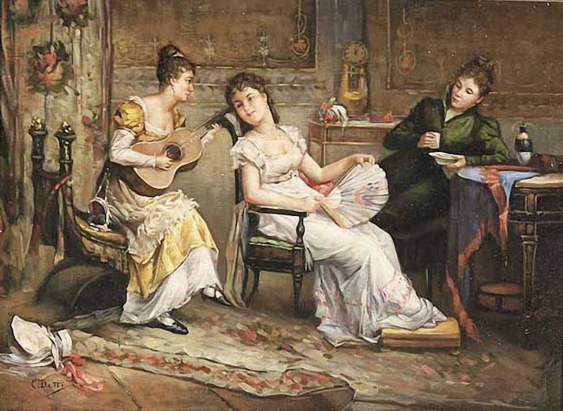 An Afternoon of Leisure, vintage artwork by Cesare Augusto Detti, 12x8" (A4) Poster