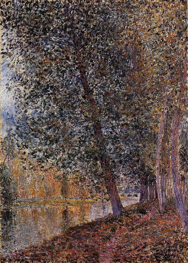 Banks of the Loing, Autumn, vintage artwork by Alfred Sisley, 12x8" (A4) Poster