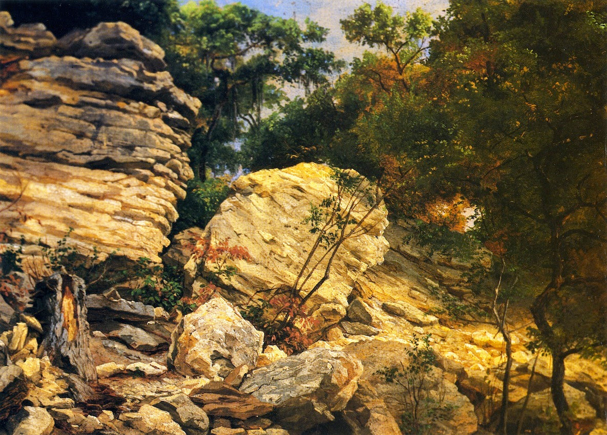 Split Rok on Shoal Creek, Austin, vintage artwork by Herman Lungkwitz, A3 (16x12") Poster Print