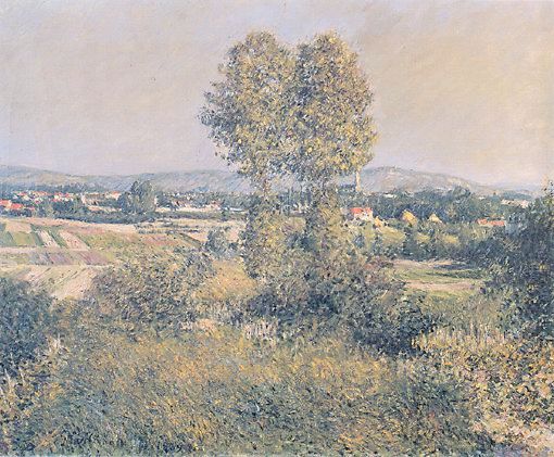 Landscape at Argenteuil, vintage artwork by Gustave Caillebotte, 12x8" (A4) Poster