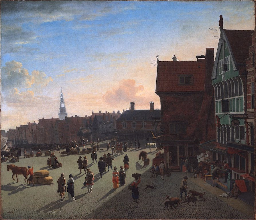 The Dam and Damrak, vintage artwork by Adriaen van de Velde, 12x8" (A4) Poster