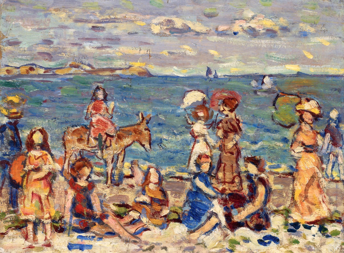 At the Beach, vintage artwork by Maurice Prendergast, 12x8" (A4) Poster