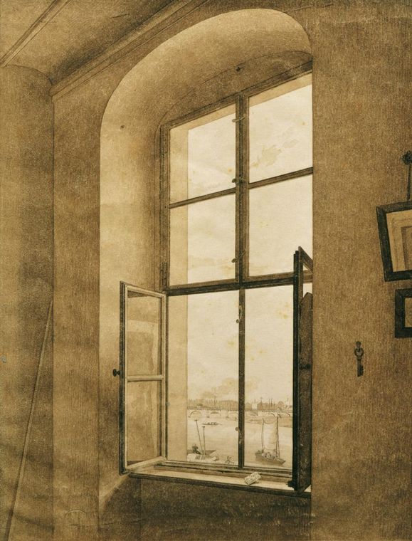 View from the Artist's Studio, Dresden, vintage artwork by Caspar David Friedrich, 12x8" (A4) Poster