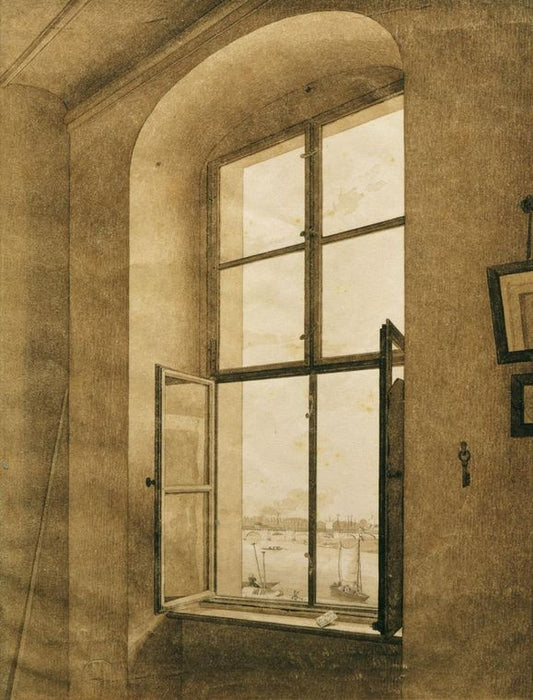 View from the Artist's Studio, Dresden, vintage artwork by Caspar David Friedrich, 12x8" (A4) Poster