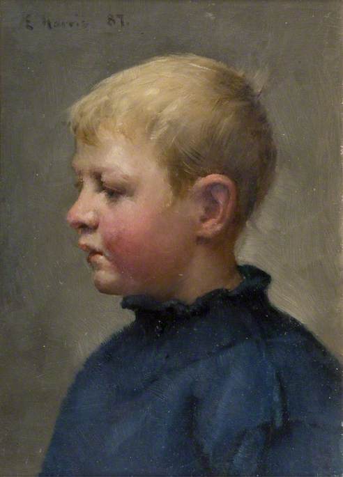 Head of a Fisher Boy, vintage artwork by Edwin Harris, 12x8" (A4) Poster