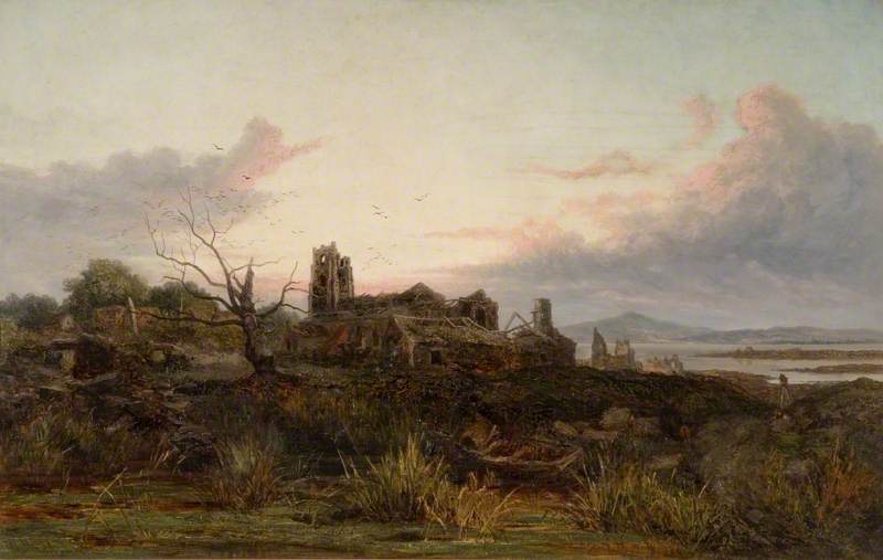 The Deserted Village (Goldsmith's), vintage artwork by James Holland, A3 (16x12") Poster Print