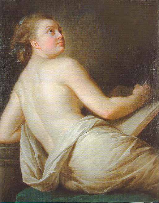 Allegory of Poetry, vintage artwork by Élisabeth Vigee-Lebrun, 12x8" (A4) Poster