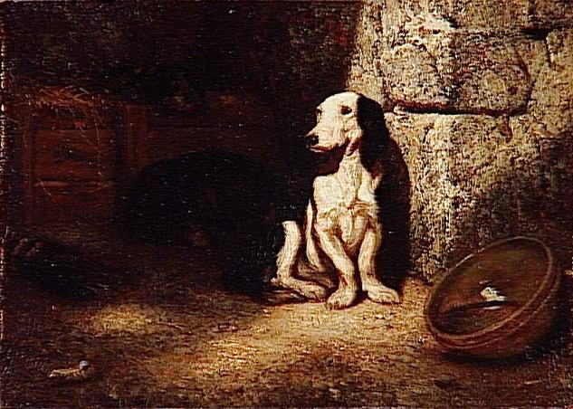 Black and White Bassett Hound, vintage artwork by Alexandre-Gabriel Decamps, A3 (16x12") Poster Print
