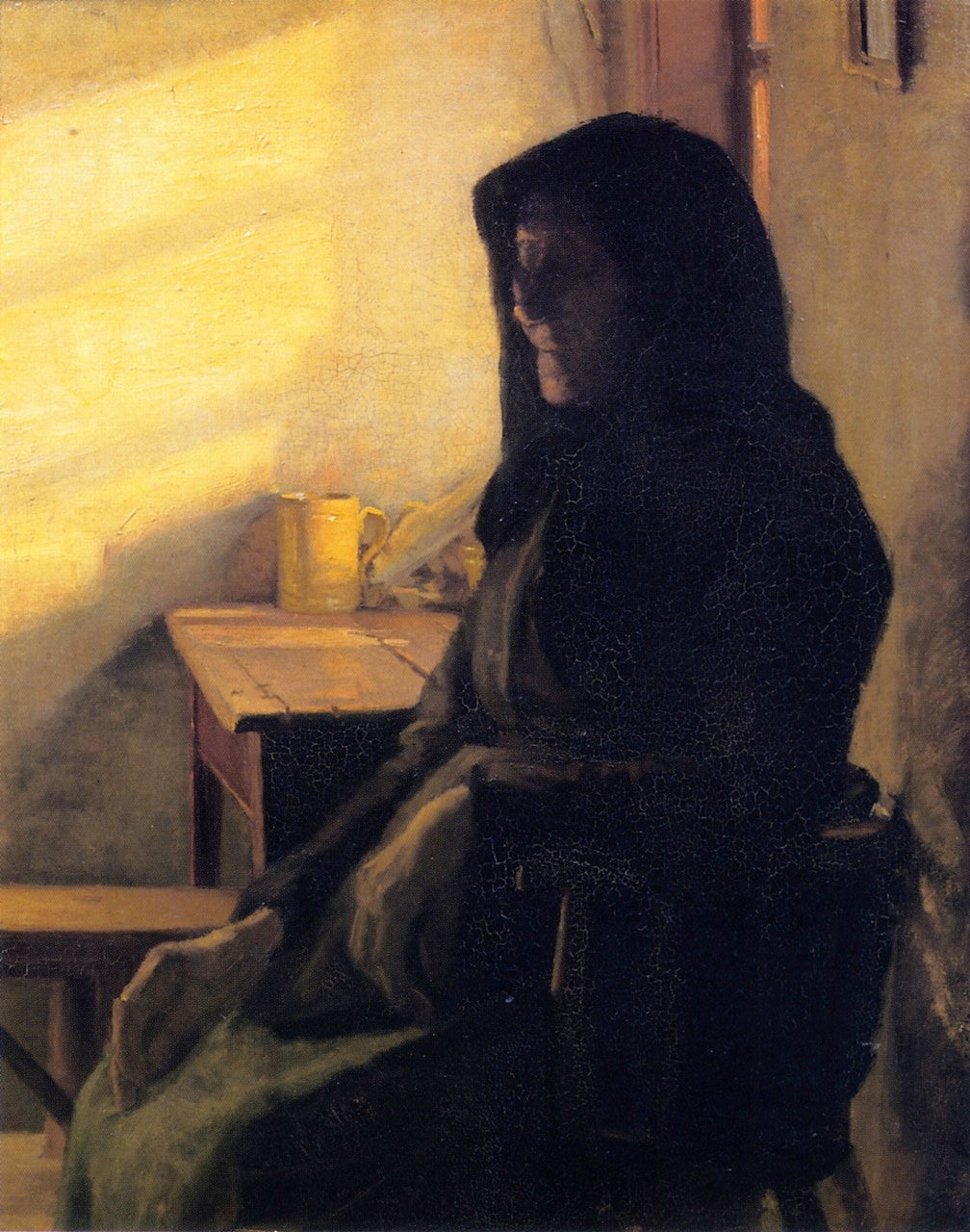 A Blind Woman in Her Room, vintage artwork by Anna Ancher, 12x8" (A4) Poster