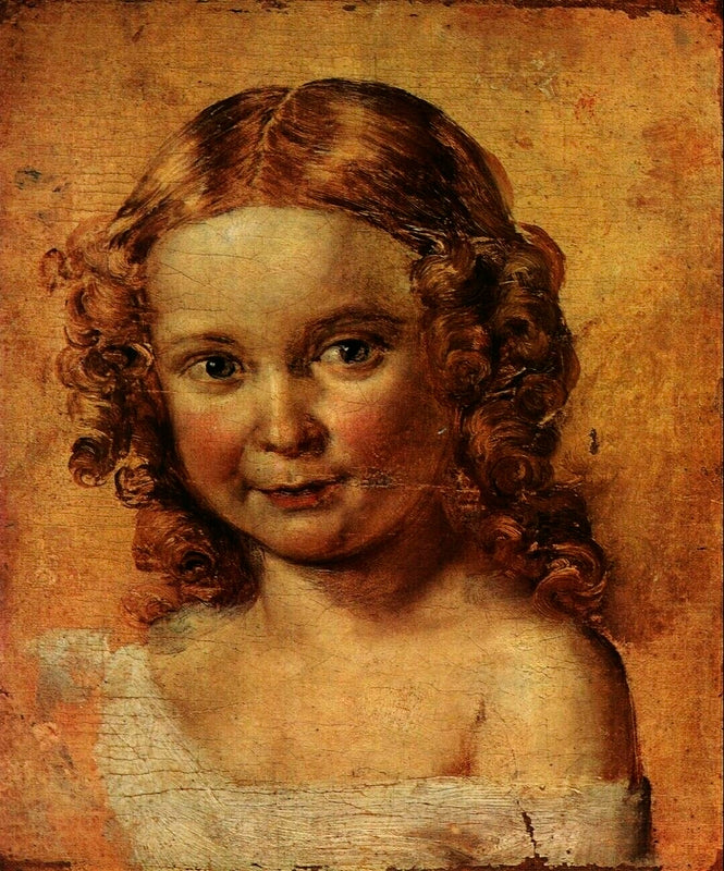 Head Of A Girl, vintage artwork by Vasily Tropinin, 12x8" (A4) Poster