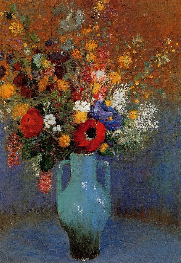 Bouquet of Wild Flowers, vintage artwork by Odilon Redon, 12x8" (A4) Poster