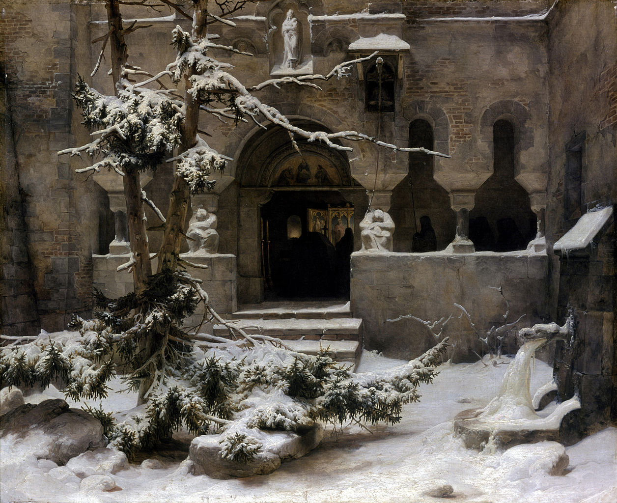 Monastery in the Snow, vintage artwork by Karl Friedrich Lessing, A3 (16x12") Poster Print