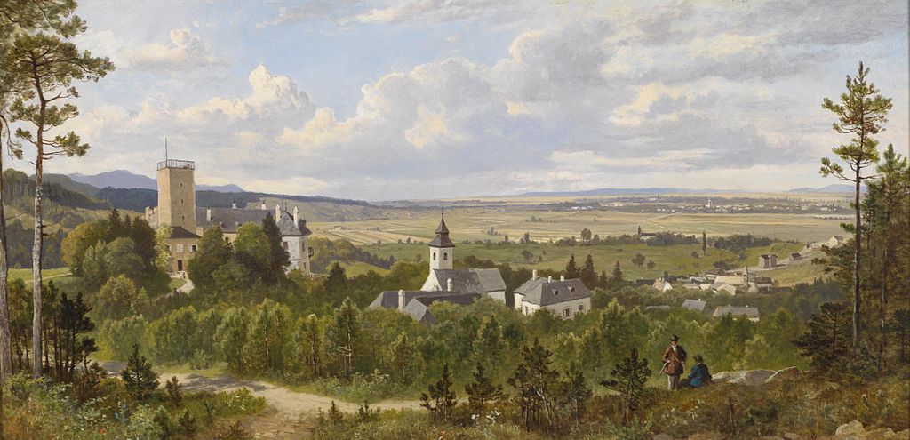 View of Lindabrunn, Lower Austria, vintage artwork by Leopold Munsch, 12x8" (A4) Poster