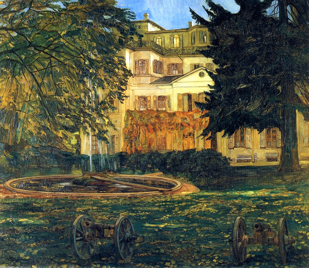 Schloss Hemsbach with Fountain and Cannon by Wilhelm Trubner,A3(16x12")Poster