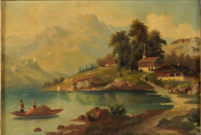 Alpine Lake, vintage artwork by Arnold Forstmann, 12x8" (A4) Poster