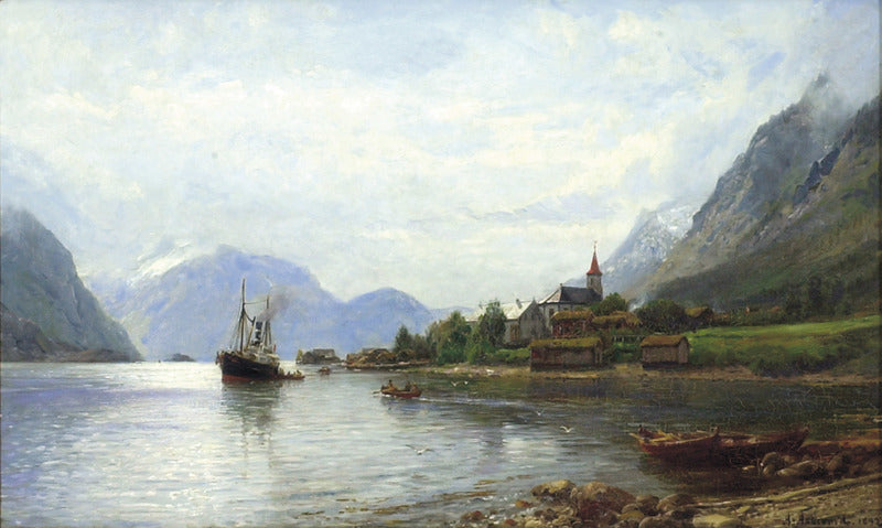 In Sundfjord, vintage artwork by Anders Monsen Askevold, 12x8" (A4) Poster