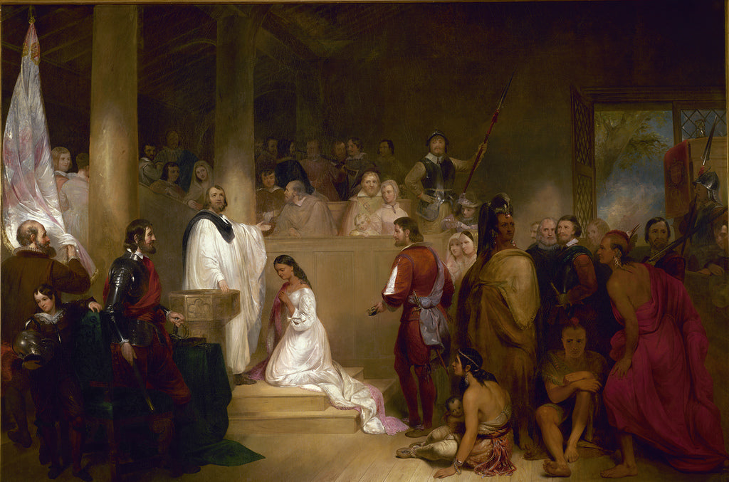 The Baptism of Pocahontas, vintage artwork by John Gadsby Chapman, A3 (16x12") Poster Print