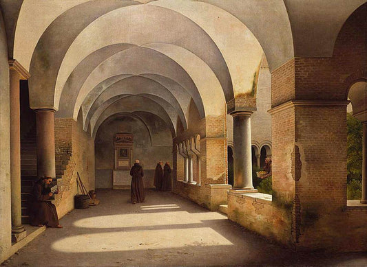 The Cloisters, San Lorenzo fuori le mura, vintage artwork by Christoffer Wilhelm Eckersberg, 12x8" (A4) Poster