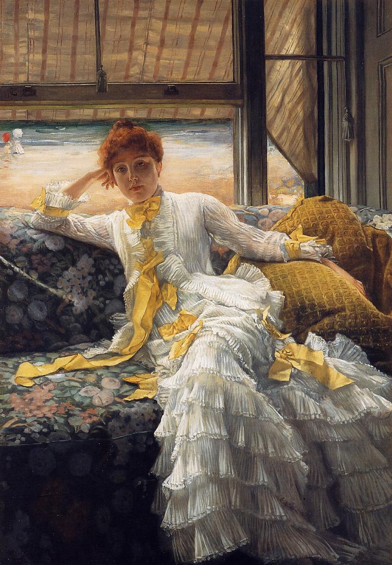 July: Specimen of a Portrait, vintage artwork by James Tissot, 12x8" (A4) Poster