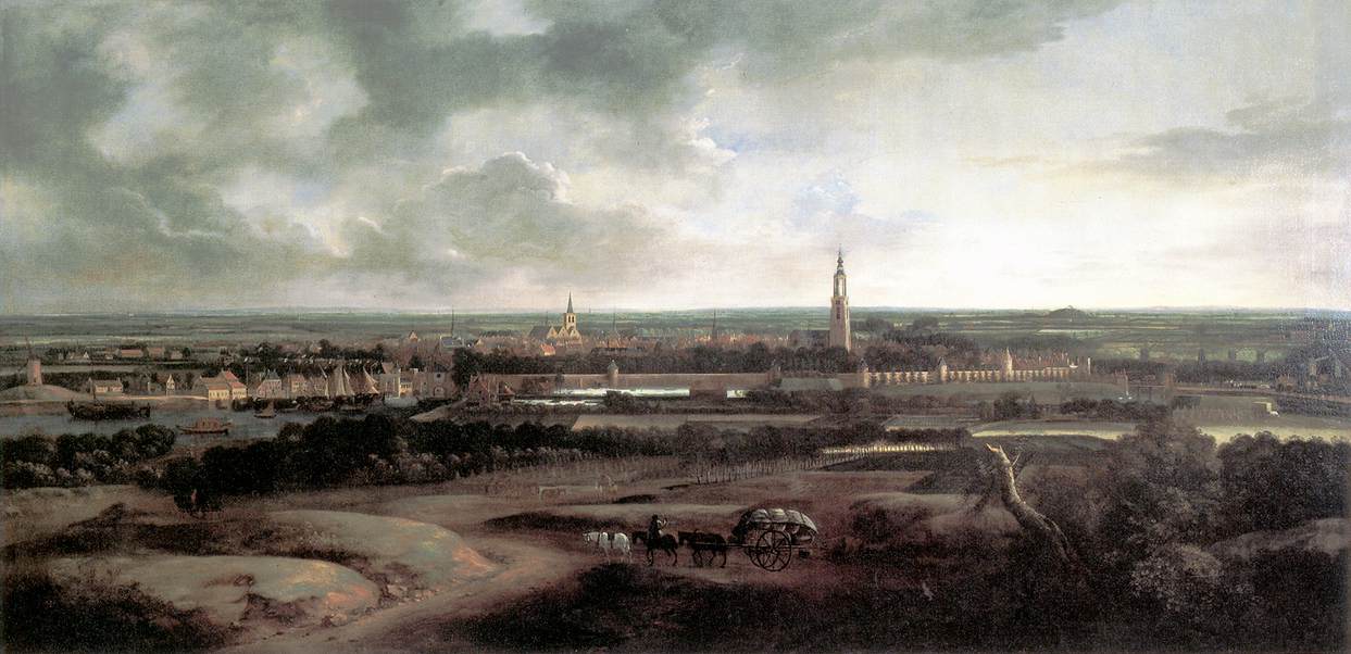 View of Amersfoort, vintage artwork by Matthias Withoos, 12x8" (A4) Poster