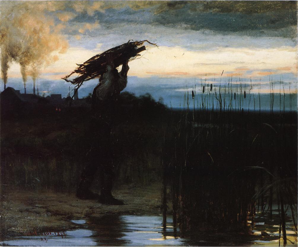 Man Carrying Sticks at Dusk by William Gilbert Gaul,A3(16x12")Poster
