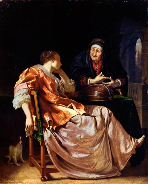 Die Liebesbotschaft (The Love Letter), vintage artwork by Frans van Mieris the Elder, 12x8" (A4) Poster