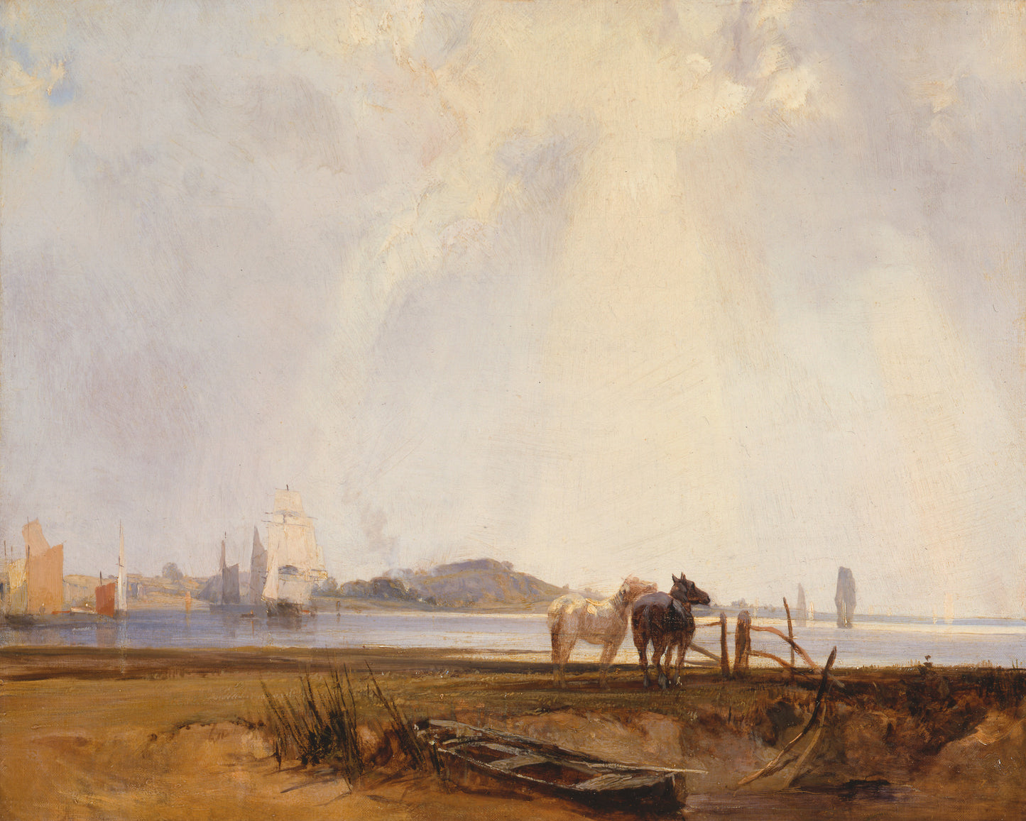 Landscape near Quilleboeuf, vintage artwork by Richard Parkes Bonington, A3 (16x12") Poster Print