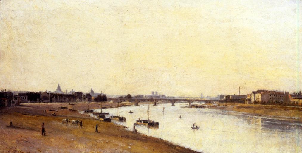 The Pont National as Seen from Quai d'Ivry, Paris, vintage artwork by Stanislas Lepine, 12x8" (A4) Poster