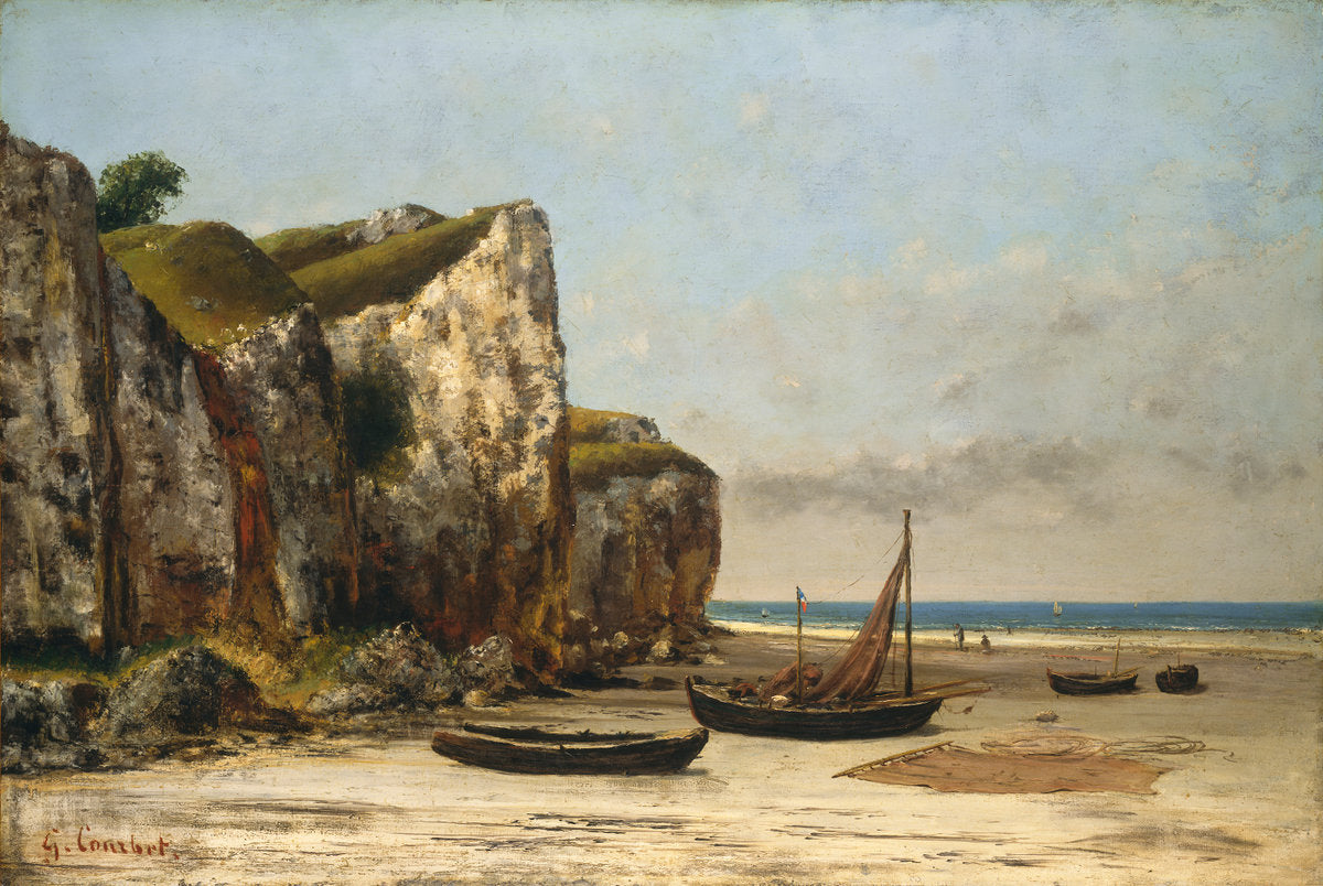 Beach at Etretat, Normandy, vintage artwork by Gustave Courbet, A3 (16x12") Poster Print
