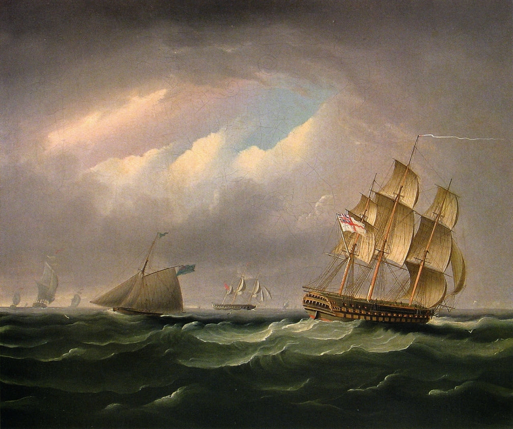 H. M. S. Brunswick, vintage artwork by James E. Buttersworth, A3 (16x12") Poster Print