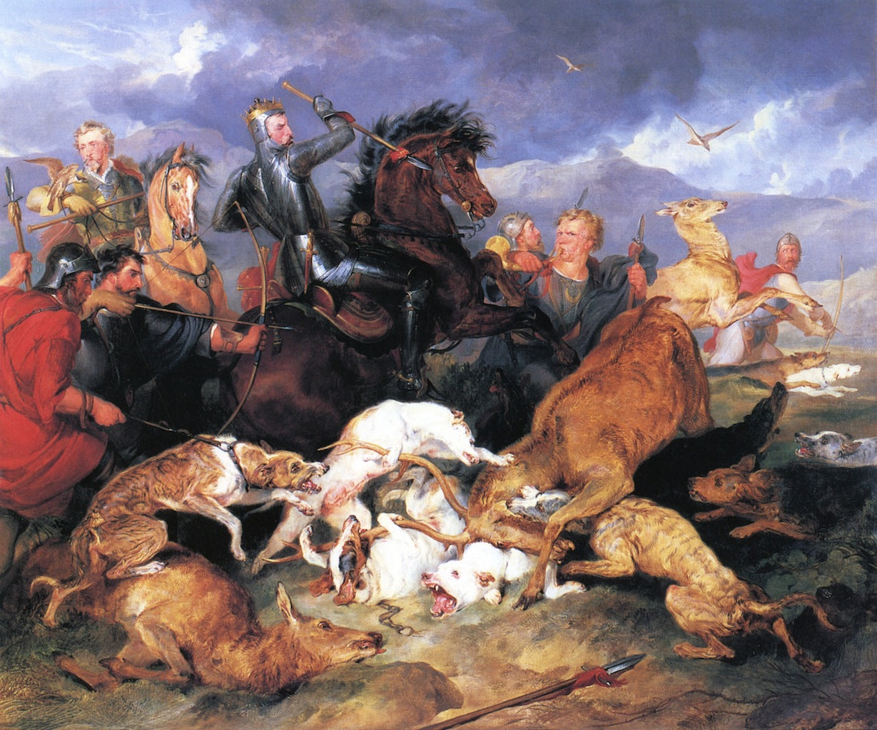 The Hunting of Chevy Chase, vintage artwork by Sir Edwin Landseer, A3 (16x12") Poster Print