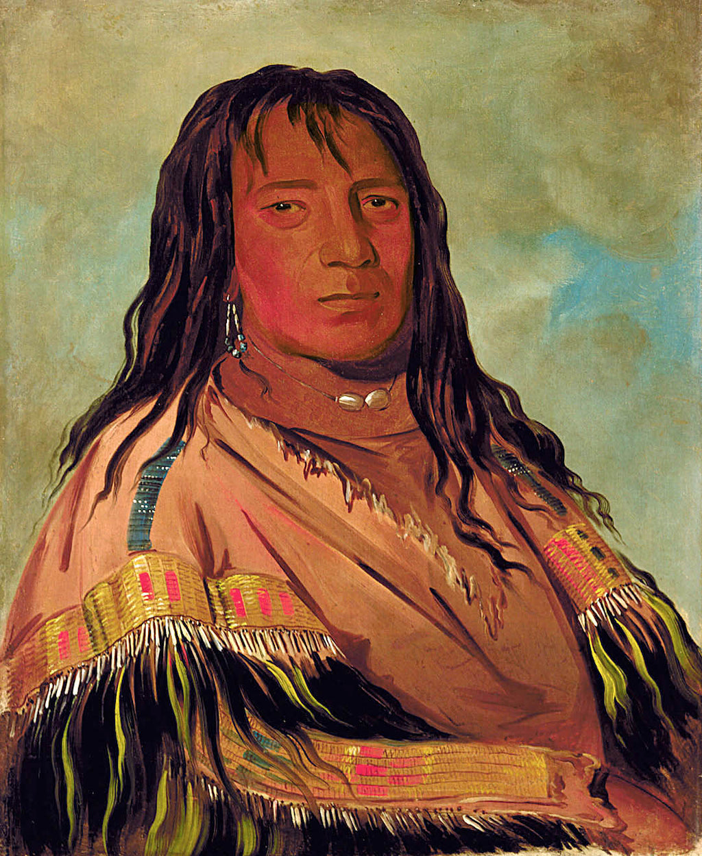 Chá-tee-wah-nee-che, No Heart, Chief of the Wah-ne-watch-to-nee-nah Band, vintage artwork by George Catlin, A3 (16x12") Poster Print