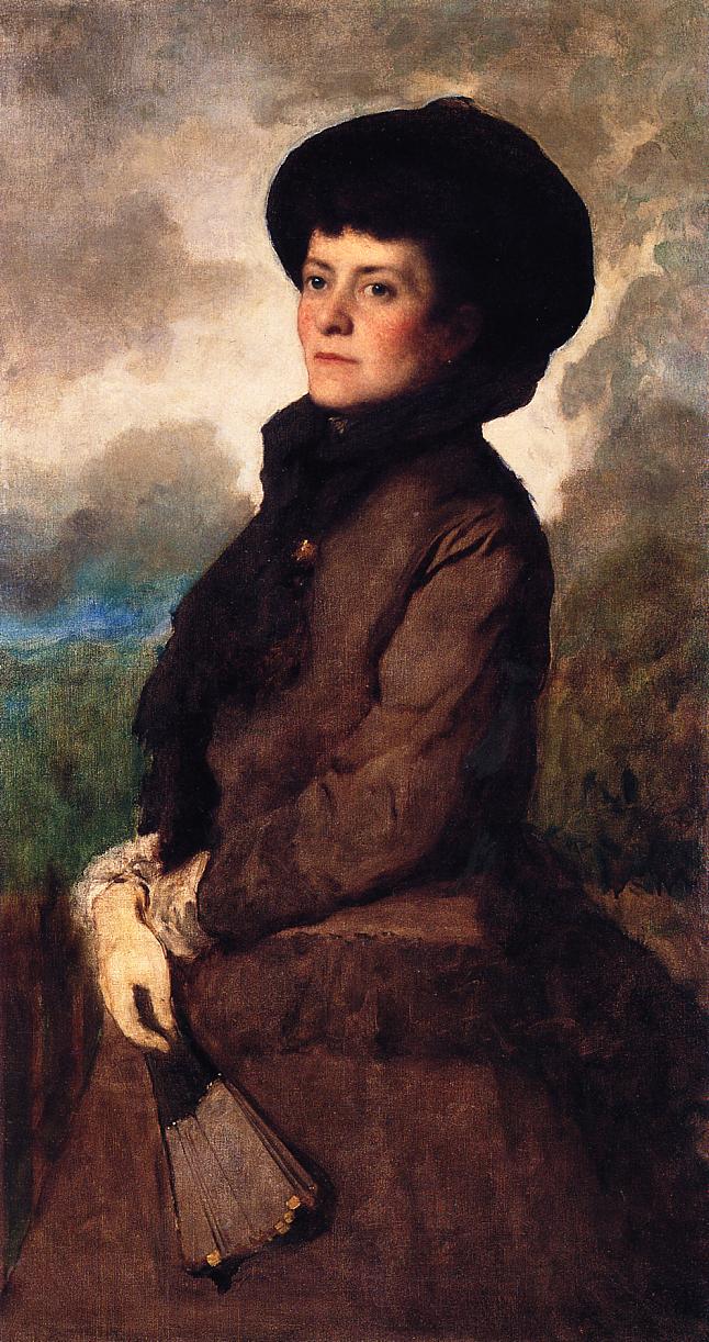 Ethel Eastman Johnson Conkling with Fan, vintage artwork by Eastman Johnson, 12x8" (A4) Poster