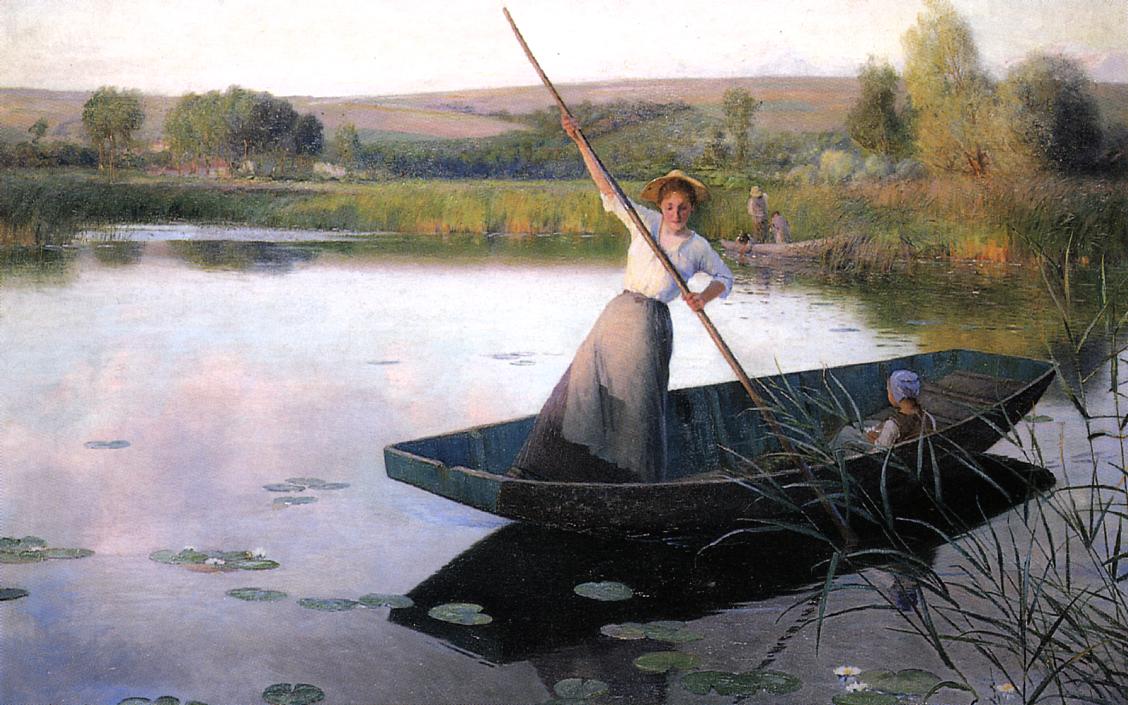 Ferry at Longpre, vintage artwork by Frank C. Penfold, 12x8" (A4) Poster