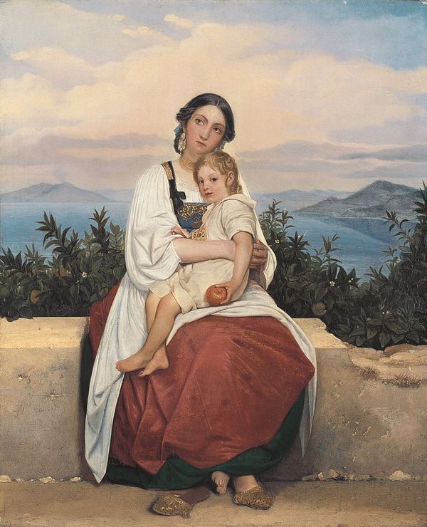 Procidan with her Child, vintage artwork by Leopold Robert, A3 (16x12") Poster Print