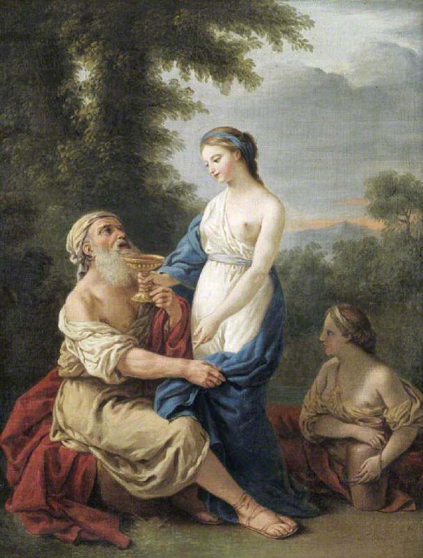 Lot and His daughters (after Louis Jean François Lagrenee), vintage artwork by Samuel Woodforde, 12x8" (A4) Poster