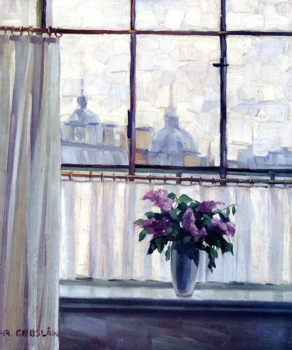 View from the Studio in Karlsruhe, vintage artwork by Adolf Erbslöh, 12x8" (A4) Poster