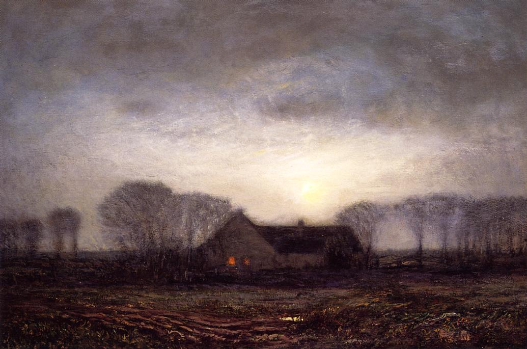 Night, New England, vintage artwork by Dwight W. Tryon, 12x8" (A4) Poster