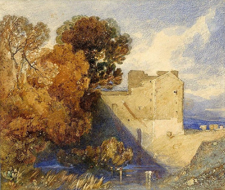 Chateau in Normandy, France, vintage artwork by John Sell Cotman, 12x8" (A4) Poster