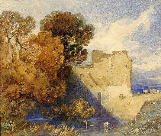 Chateau in Normandy, France, vintage artwork by John Sell Cotman, 12x8" (A4) Poster