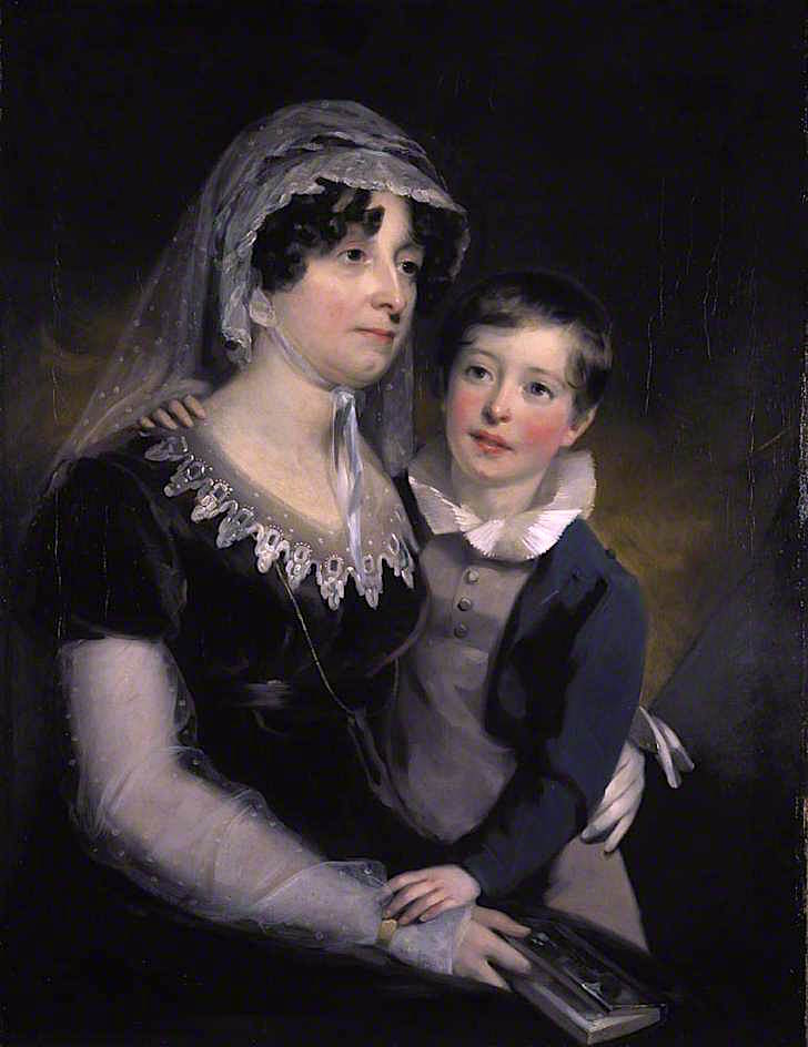 Carolina Oliphant, Lady Nairne, Songwriter, with her Son William Murray Nairne, vintage artwork by Sir John Watson Gordon, 12x8" (A4) Poster