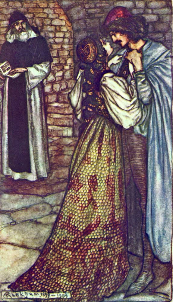 At the Cell of Friar Laurence, vintage artwork by Arthur Rackham, 12x8" (A4) Poster
