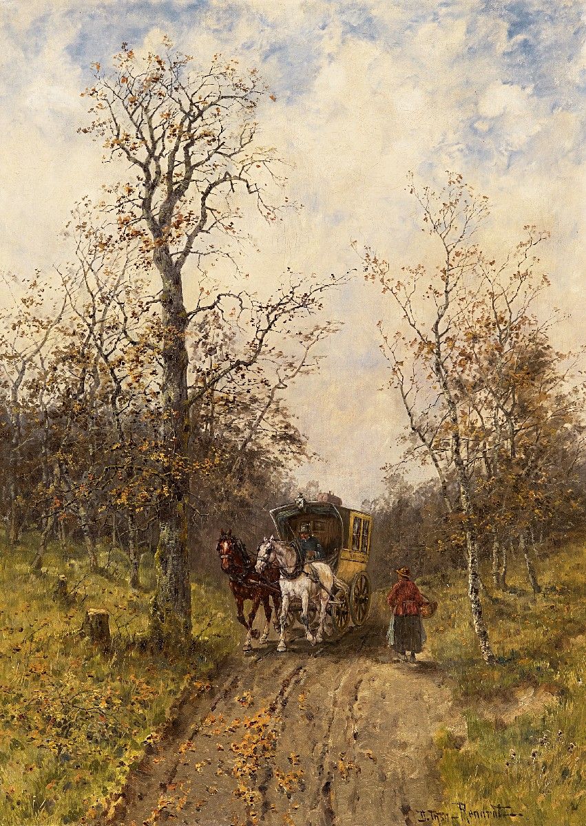 The stagecoach, vintage artwork by Desire Thomassin-Renardt, 12x8" (A4) Poster