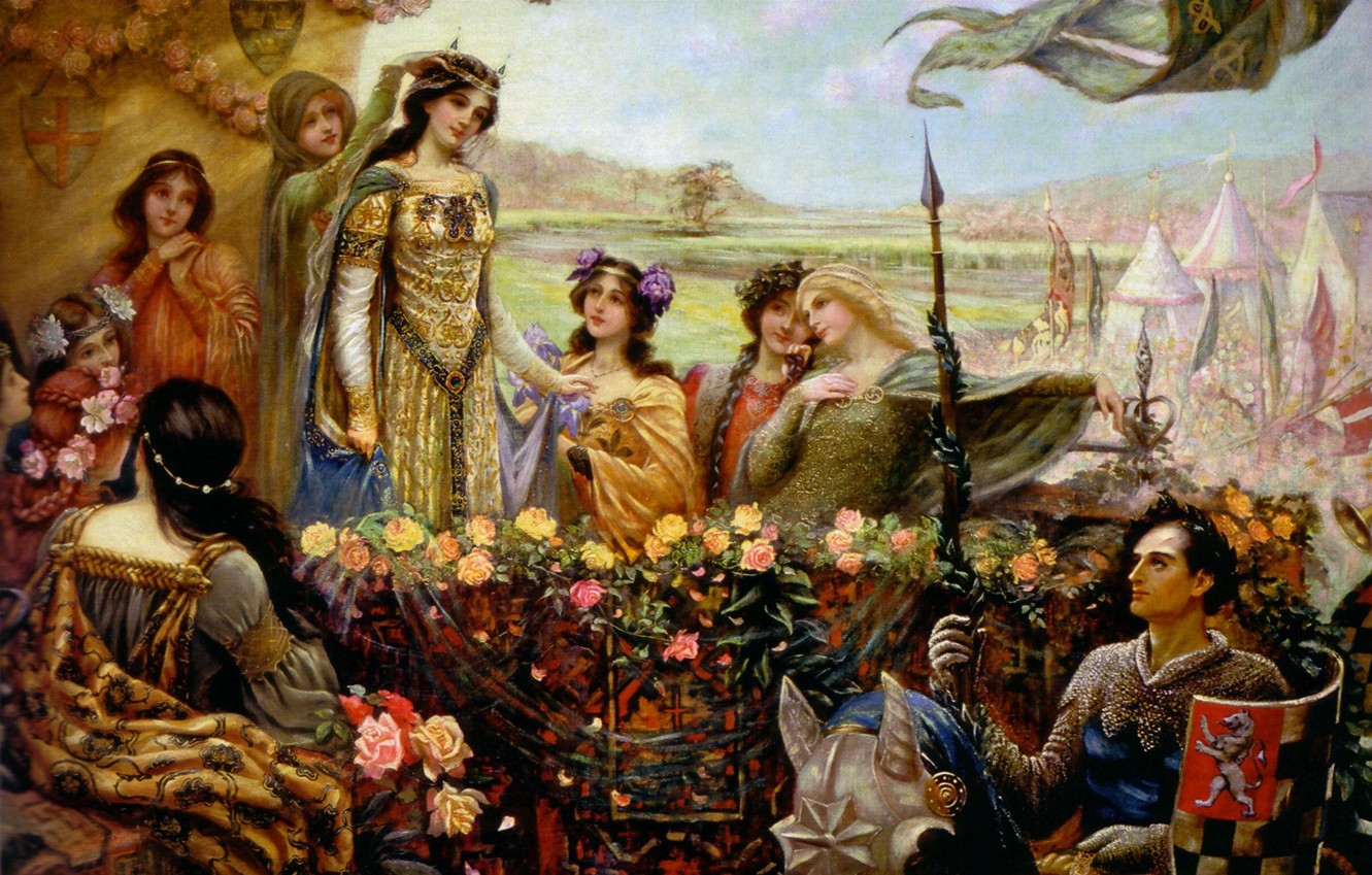 Lancelot and Guinevere, vintage artwork by Herbert James Draper, 12x8" (A4) Poster