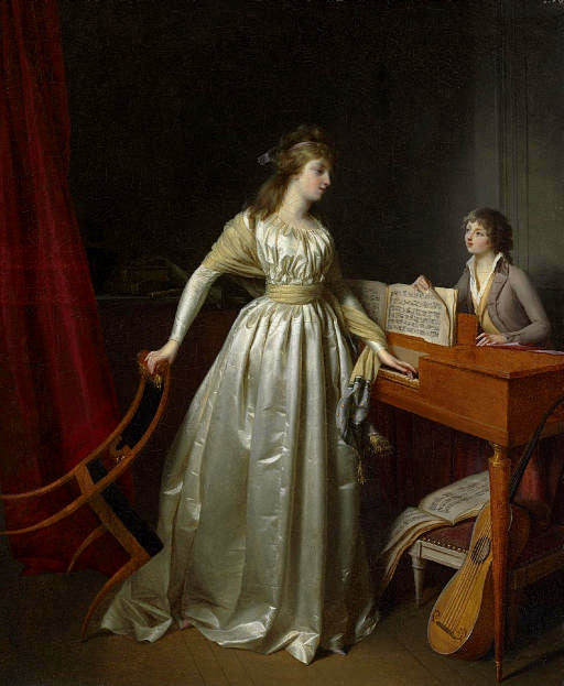 A lady at the clavichord, vintage artwork by Jean-Simon Fournier, 12x8" (A4) Poster