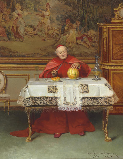 Enjoying the fruits of the spirit, vintage artwork by Georges Croegaert, 12x8" (A4) Poster