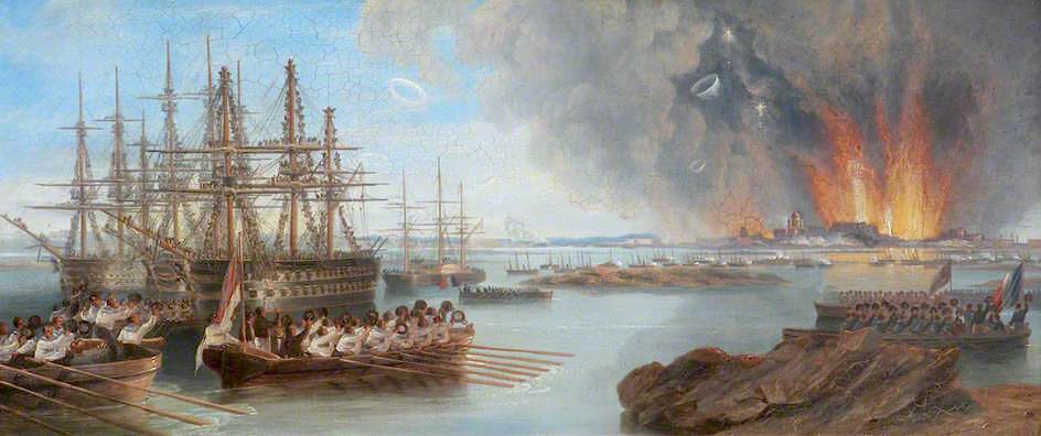 The Bombardment of Sebastopol, 1856, vintage artwork by John Wilson Carmichael, A3 (16x12") Poster Print