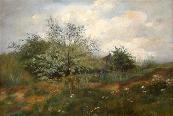 Flowering Meadow, vintage artwork by Walter Moras, 12x8" (A4) Poster