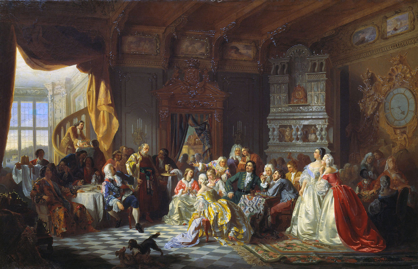 Assembly at the Court of Peter the Great, vintage artwork by Stanislaus Poraj Chlebowski, 12x8" (A4) Poster